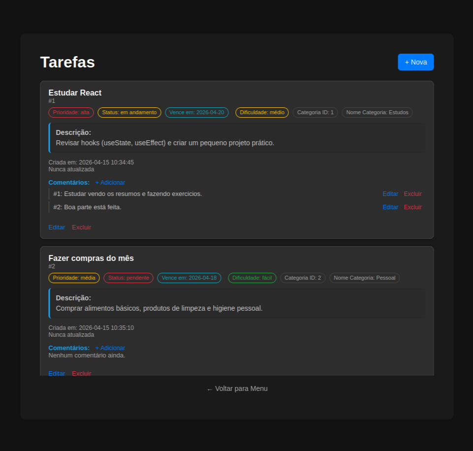 Tela de tarefas do Task Manager